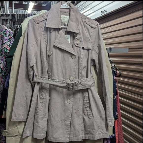 Torrid Size 0x Large 12 Gray Twill Trench Coat with Belt NWT MSRP $79.50 - Picture 1 of 11